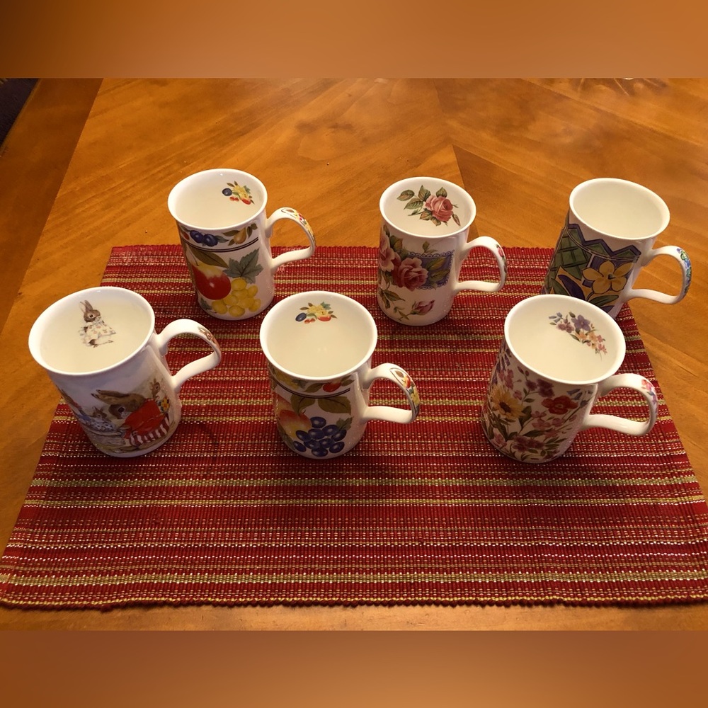 Colorful English Bone China Set of 6